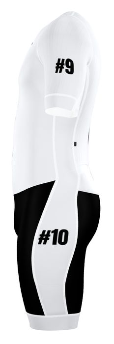 Side profile of race kit, sleeve 9 and thigh 10