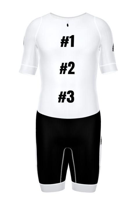 Back of race kit showing sponsor positions 1 through 3